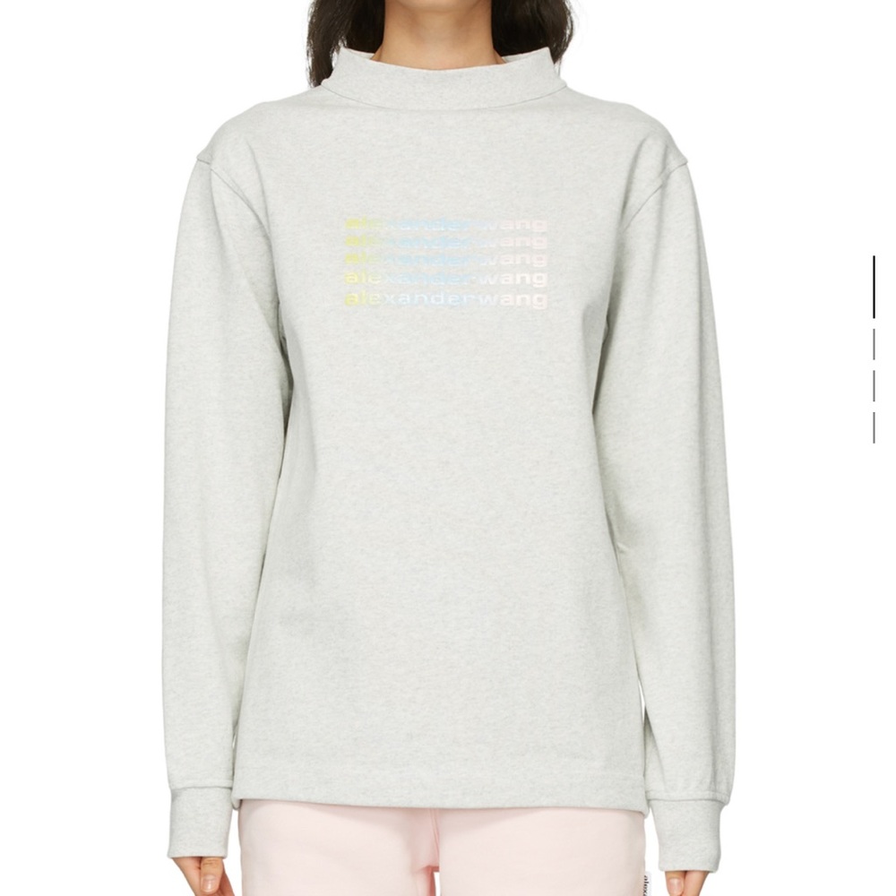 ALEXANDER WANG
Grey Wide Neck Puff Logo Long Sleeve T-Shirt